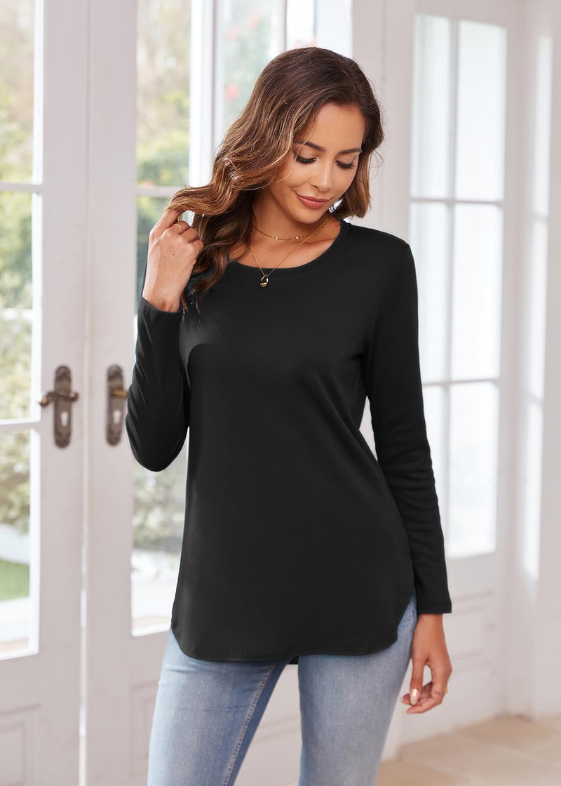 Herou Women's Casual Long Sleeve T Shirt Crewneck With Side Split Fall Pullover Loose Tunic Sweater Tops - Image 4